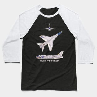 Vought F-8 Crusader American Jet Plane Diagram Gift Baseball T-Shirt